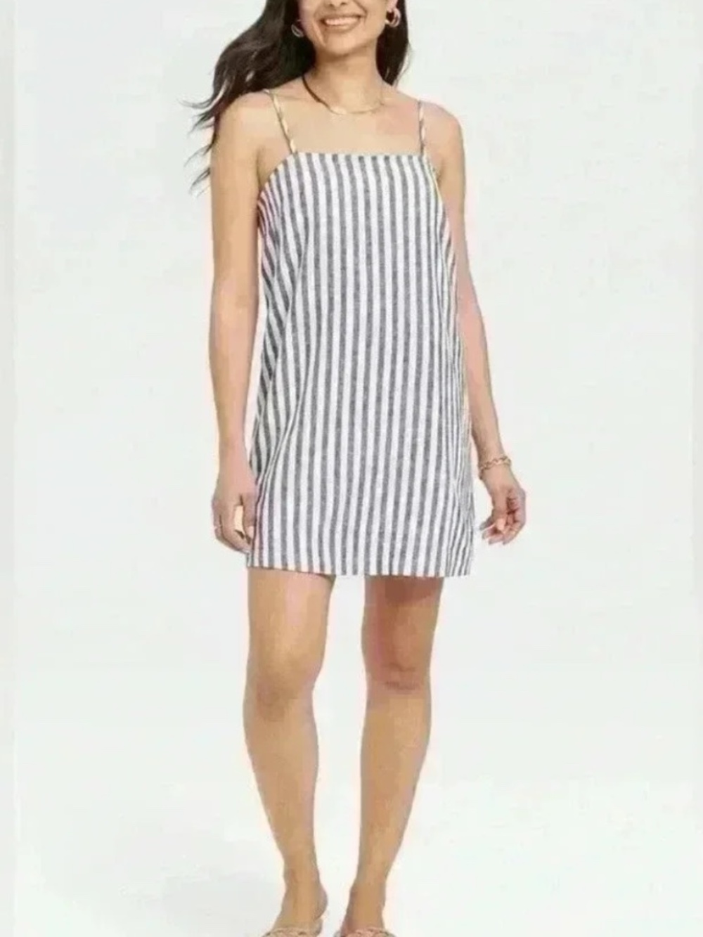 Gray and White Striped Mini Dress | Size XS